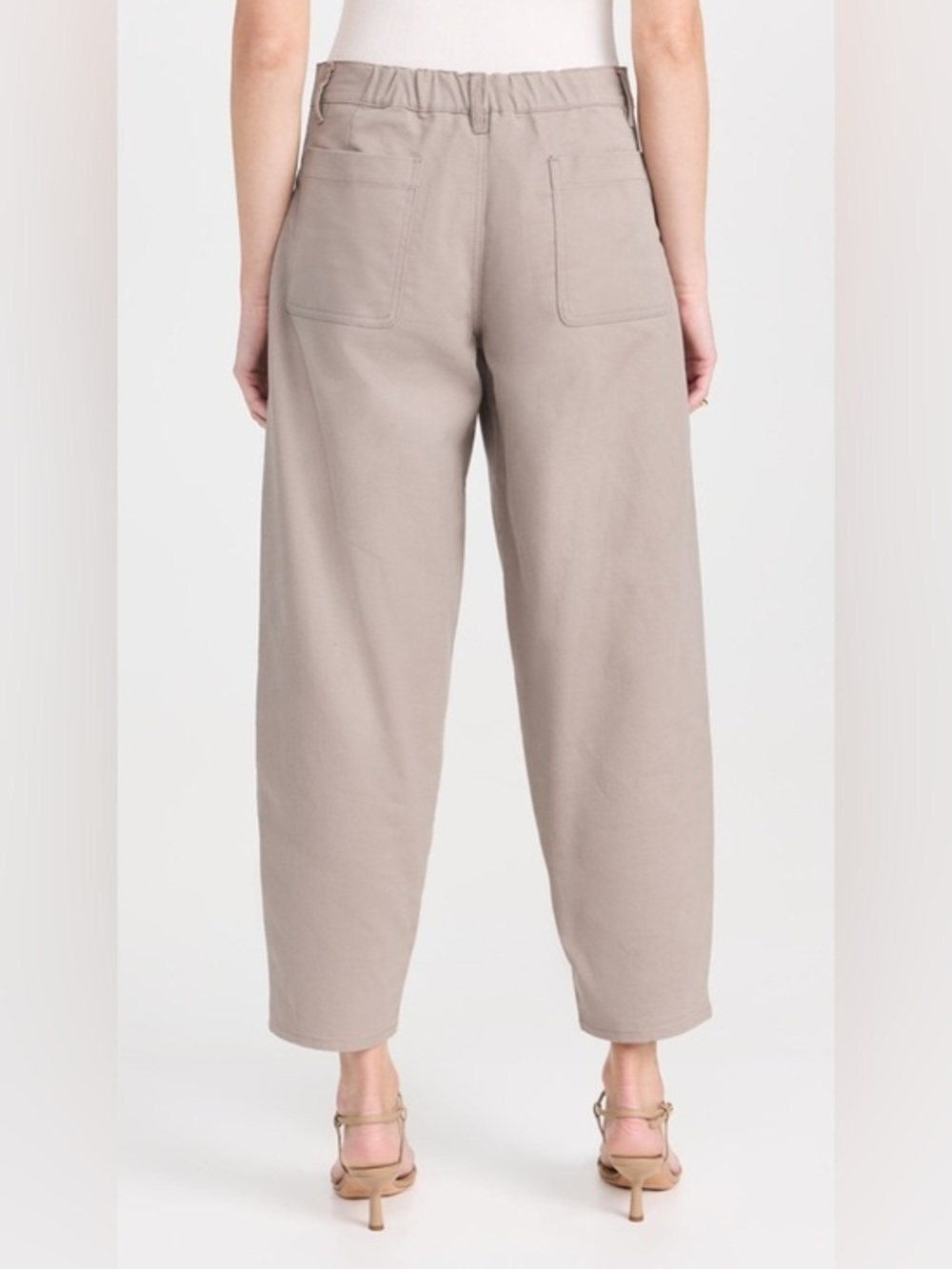 Splendid Carson Barrel Leg Pants Small Taupe Tawny Cropped Utility Quiet Luxury